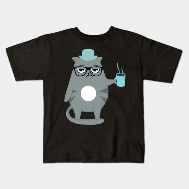 funny cat coffee Kids T-Shirt by Tee Shop